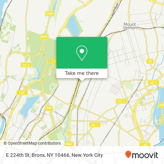 Mapa de E 224th St, Bronx, NY 10466