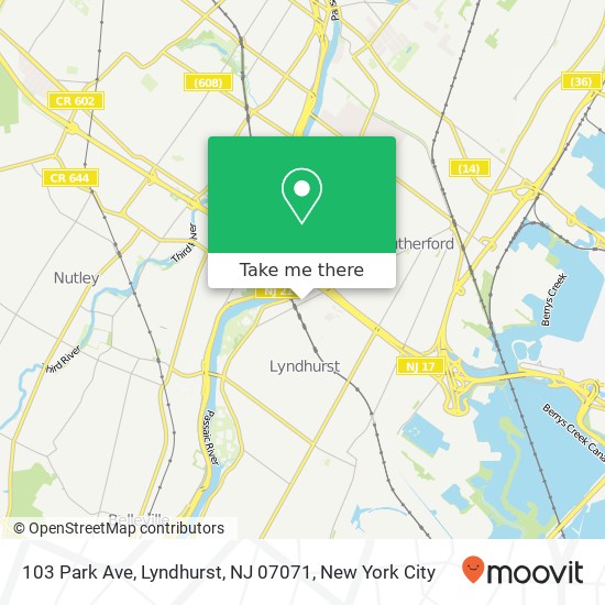 Mapa de 103 Park Ave, Lyndhurst, NJ 07071