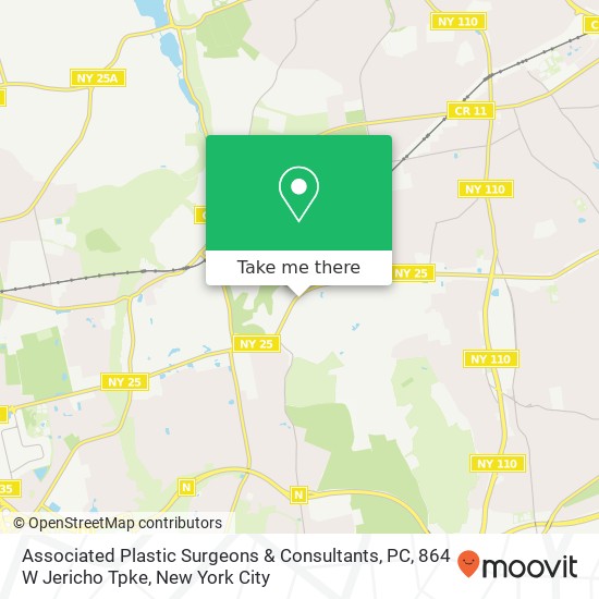 Mapa de Associated Plastic Surgeons & Consultants, PC, 864 W Jericho Tpke