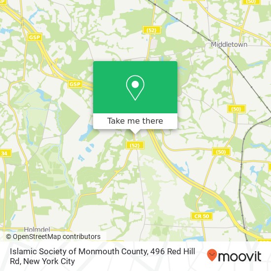 Islamic Society of Monmouth County, 496 Red Hill Rd map