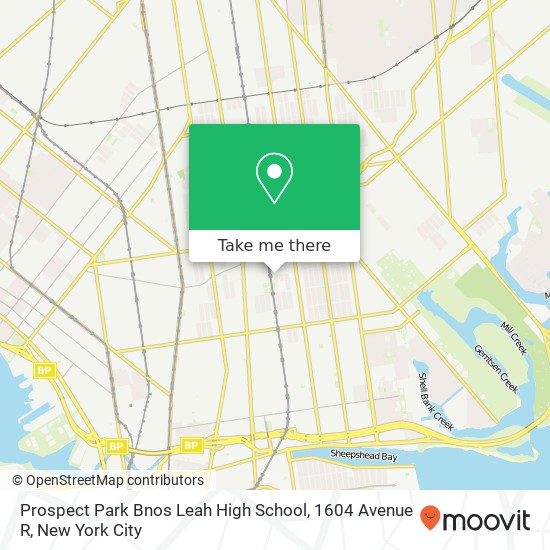Mapa de Prospect Park Bnos Leah High School, 1604 Avenue R