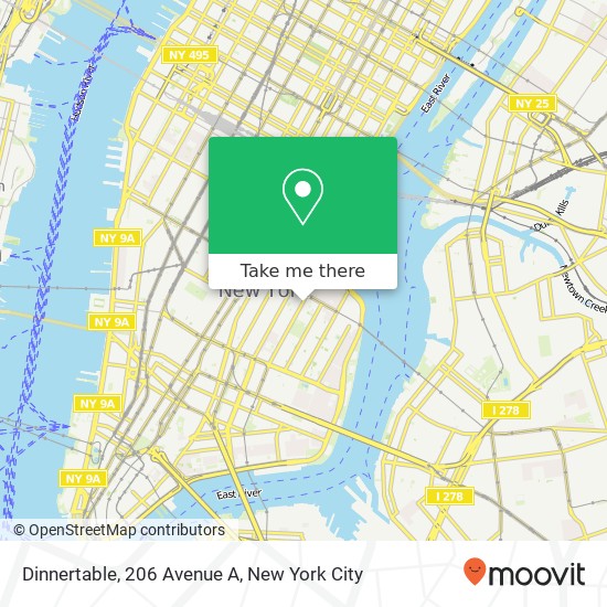 Dinnertable, 206 Avenue A map