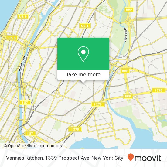 Mapa de Vannies Kitchen, 1339 Prospect Ave