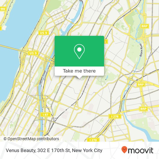 Mapa de Venus Beauty, 302 E 170th St