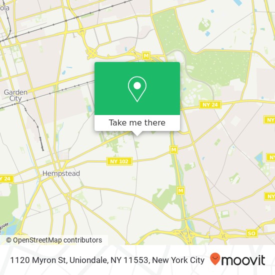 Mapa de 1120 Myron St, Uniondale, NY 11553