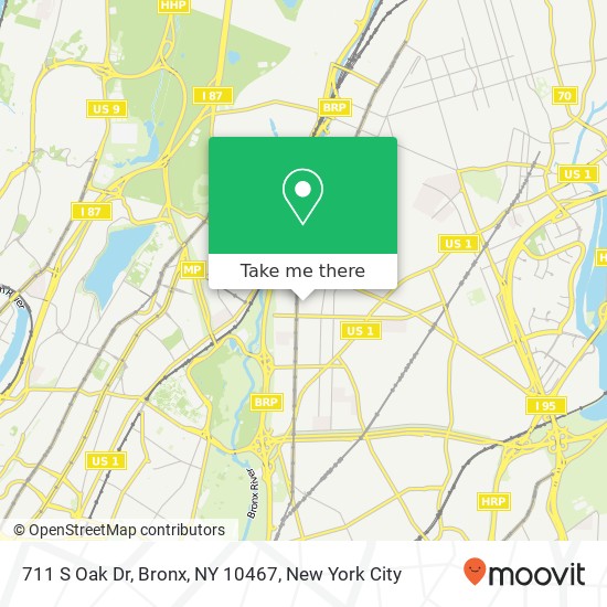 Mapa de 711 S Oak Dr, Bronx, NY 10467