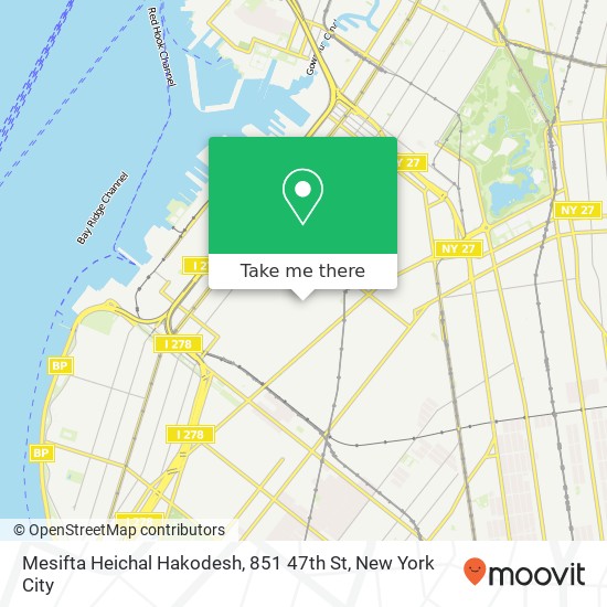 Mapa de Mesifta Heichal Hakodesh, 851 47th St