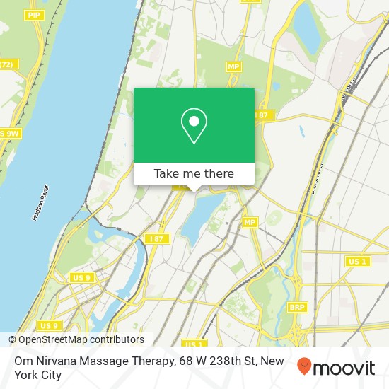 Mapa de Om Nirvana Massage Therapy, 68 W 238th St