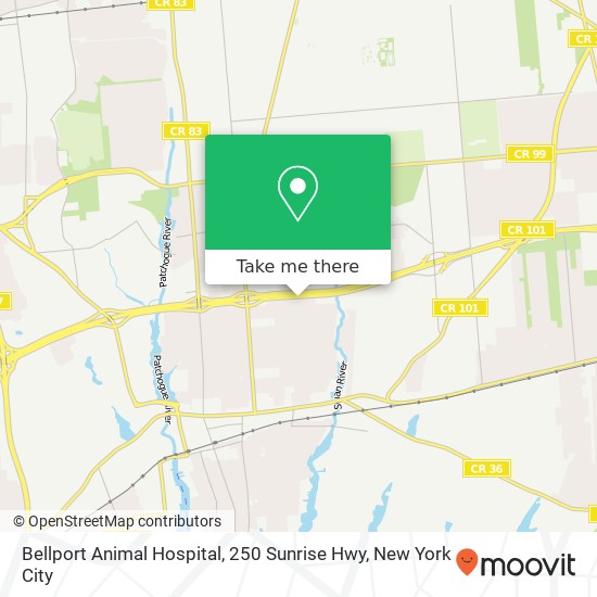 Bellport Animal Hospital, 250 Sunrise Hwy map