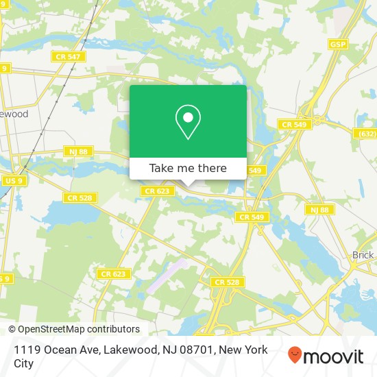 Mapa de 1119 Ocean Ave, Lakewood, NJ 08701