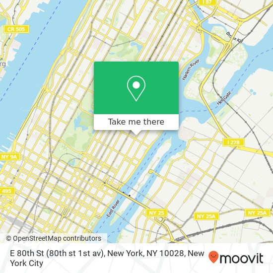 E 80th St (80th st 1st av), New York, NY 10028 map