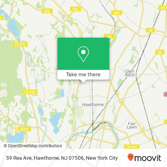 Mapa de 59 Rea Ave, Hawthorne, NJ 07506