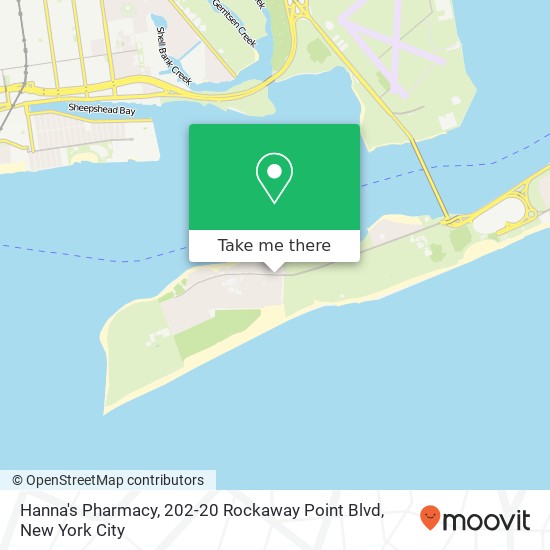 Mapa de Hanna's Pharmacy, 202-20 Rockaway Point Blvd