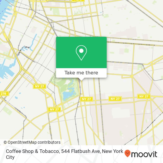 Mapa de Coffee Shop & Tobacco, 544 Flatbush Ave
