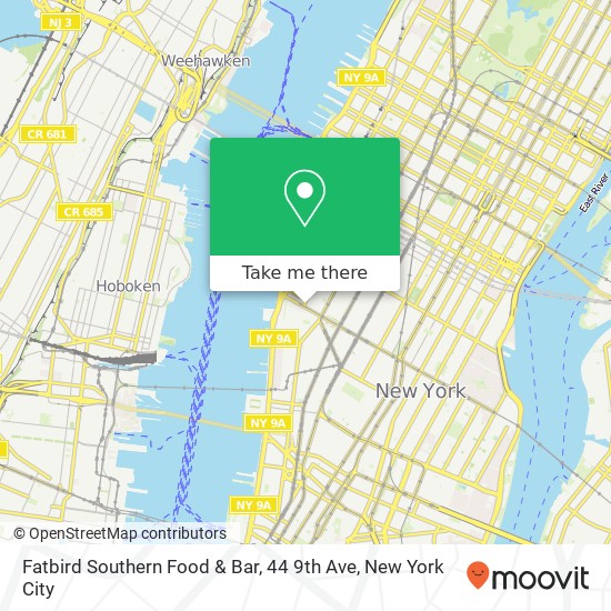 Mapa de Fatbird Southern Food & Bar, 44 9th Ave