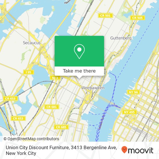 Union City Discount Furniture, 3413 Bergenline Ave map