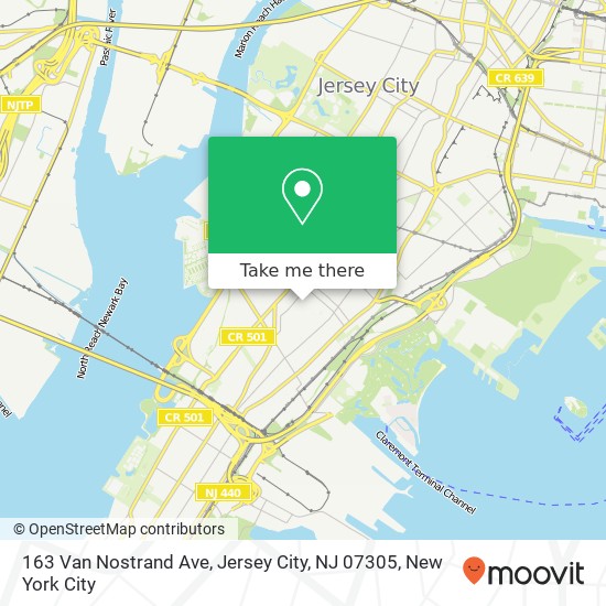 Mapa de 163 Van Nostrand Ave, Jersey City, NJ 07305