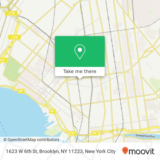 Mapa de 1623 W 6th St, Brooklyn, NY 11223