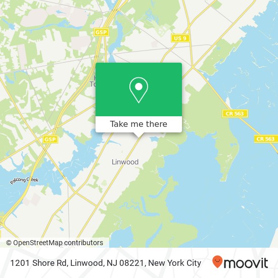 Mapa de 1201 Shore Rd, Linwood, NJ 08221