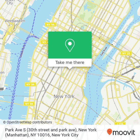 Mapa de Park Ave S (30th street and park ave), New York (Manhattan), NY 10016
