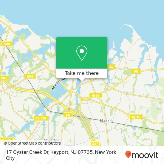 Mapa de 17 Oyster Creek Dr, Keyport, NJ 07735