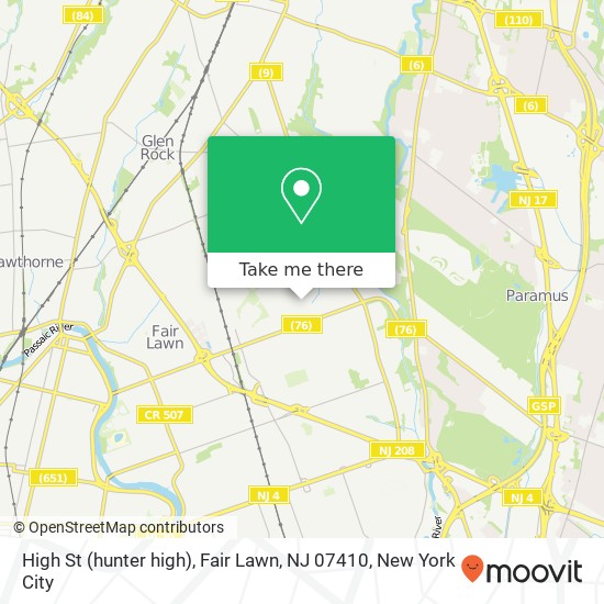 Mapa de High St (hunter high), Fair Lawn, NJ 07410