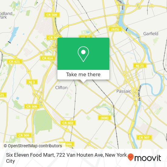 Mapa de Six Eleven Food Mart, 722 Van Houten Ave