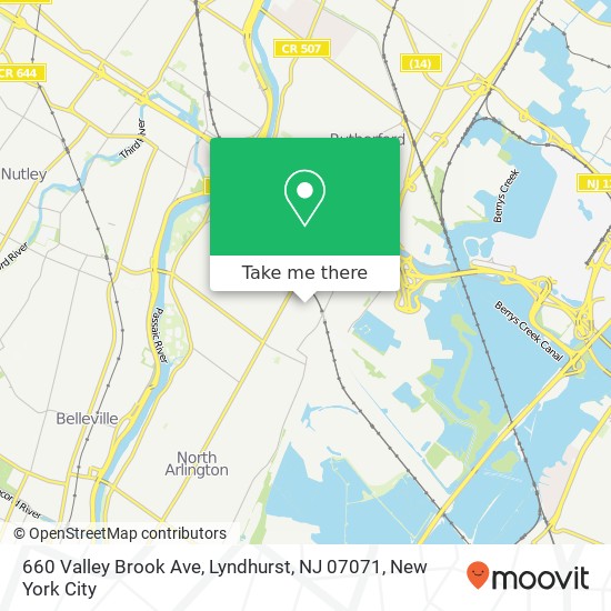 Mapa de 660 Valley Brook Ave, Lyndhurst, NJ 07071