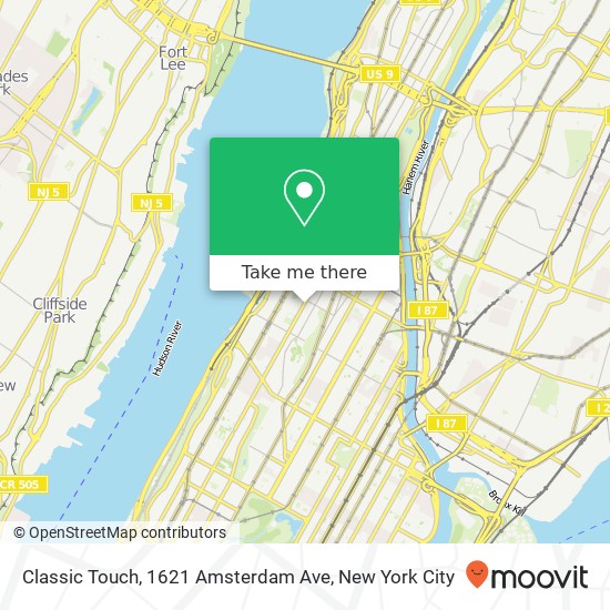 Mapa de Classic Touch, 1621 Amsterdam Ave