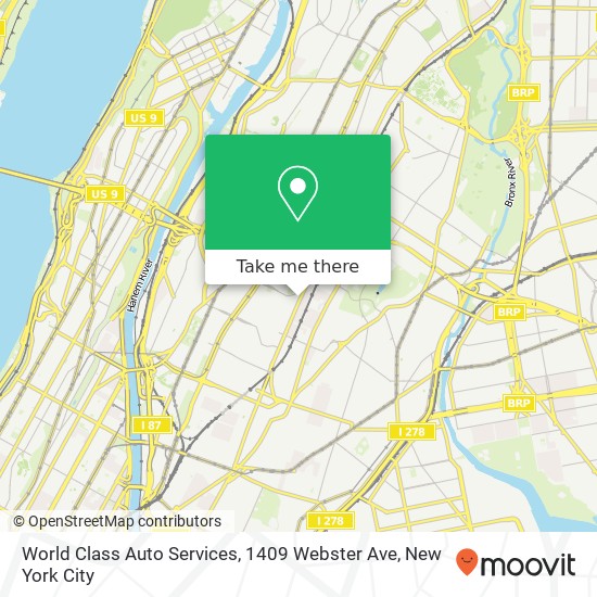 World Class Auto Services, 1409 Webster Ave map