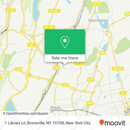 Mapa de 1 Library Ln, Bronxville, NY 10708