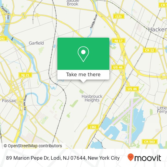 Mapa de 89 Marion Pepe Dr, Lodi, NJ 07644