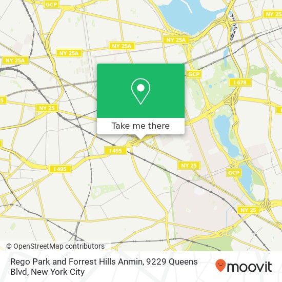 Mapa de Rego Park and Forrest Hills Anmin, 9229 Queens Blvd