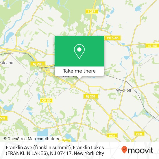Mapa de Franklin Ave (franklin summit), Franklin Lakes (FRANKLIN LAKES), NJ 07417