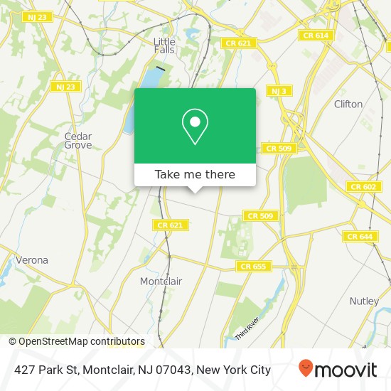 Mapa de 427 Park St, Montclair, NJ 07043