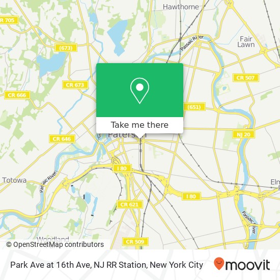 Mapa de Park Ave at 16th Ave, NJ RR Station