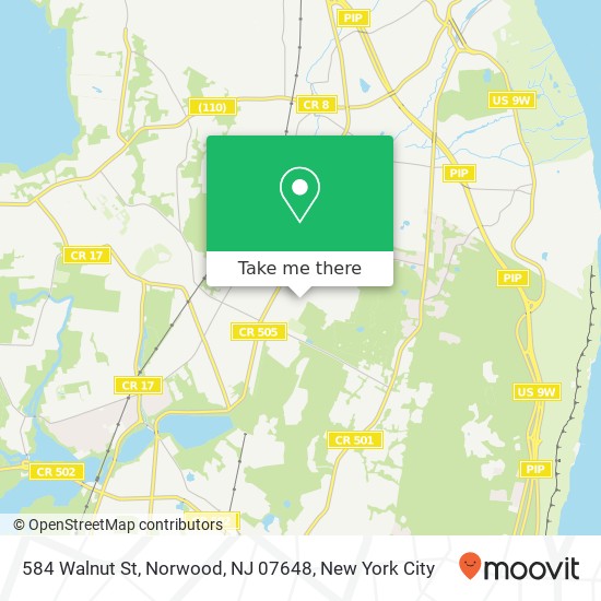 Mapa de 584 Walnut St, Norwood, NJ 07648