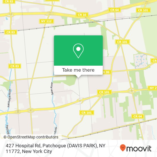 Mapa de 427 Hospital Rd, Patchogue (DAVIS PARK), NY 11772