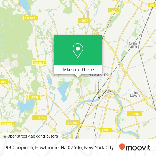 Mapa de 99 Chopin Dr, Hawthorne, NJ 07506
