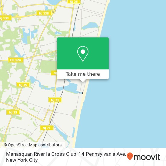 Mapa de Manasquan River la Cross Club, 14 Pennsylvania Ave