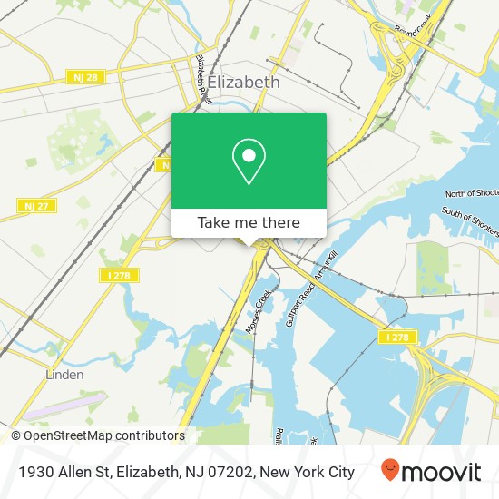 Mapa de 1930 Allen St, Elizabeth, NJ 07202