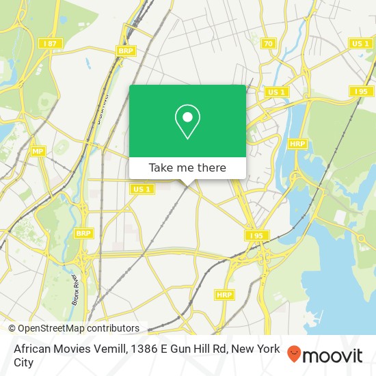 Mapa de African Movies Vemill, 1386 E Gun Hill Rd