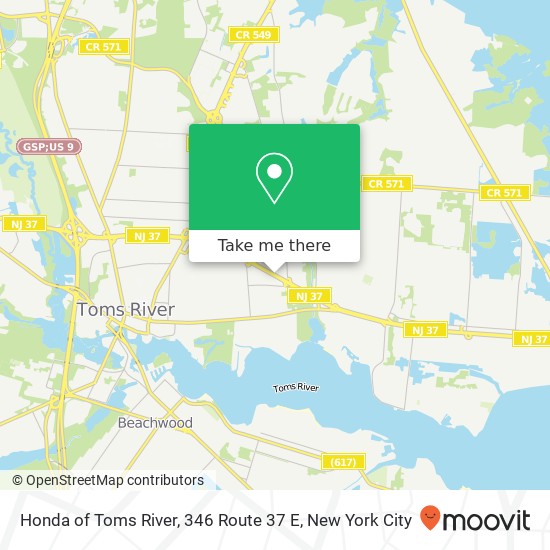 Mapa de Honda of Toms River, 346 Route 37 E