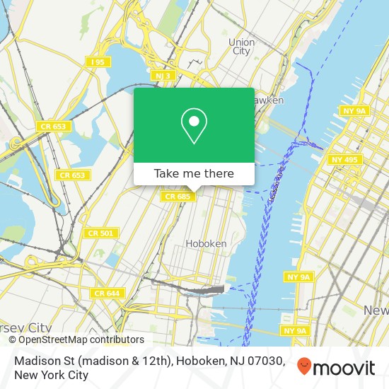 Mapa de Madison St (madison & 12th), Hoboken, NJ 07030