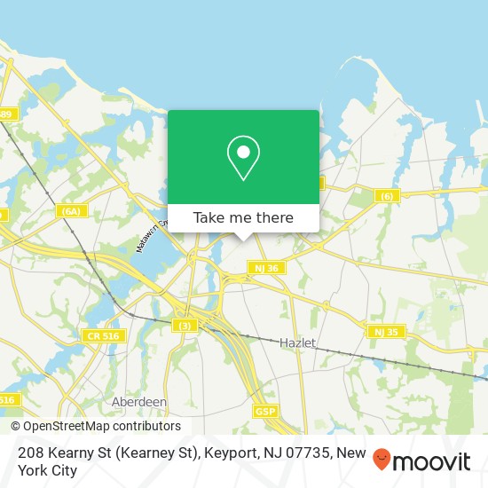 Mapa de 208 Kearny St (Kearney St), Keyport, NJ 07735