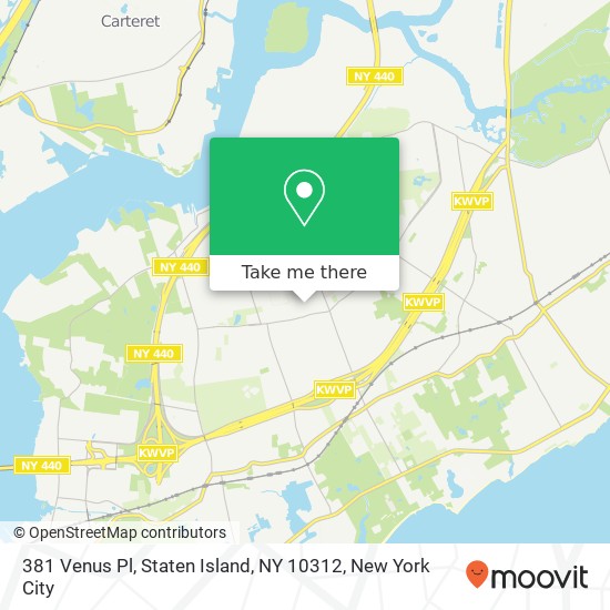 Mapa de 381 Venus Pl, Staten Island, NY 10312