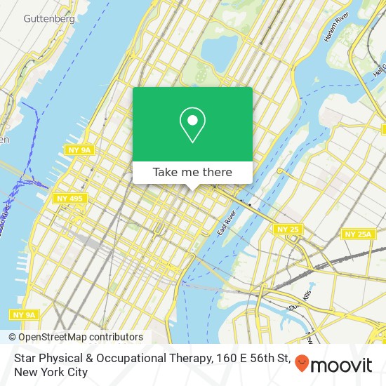 Mapa de Star Physical & Occupational Therapy, 160 E 56th St