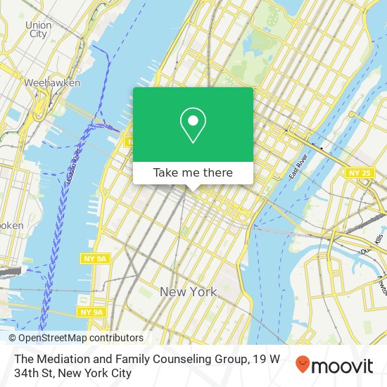 Mapa de The Mediation and Family Counseling Group, 19 W 34th St