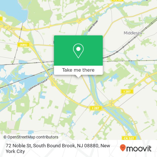 Mapa de 72 Noble St, South Bound Brook, NJ 08880