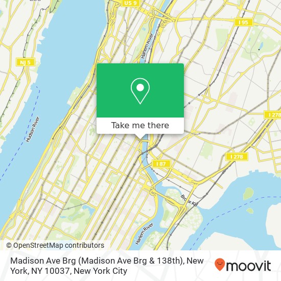 Mapa de Madison Ave Brg (Madison Ave Brg & 138th), New York, NY 10037